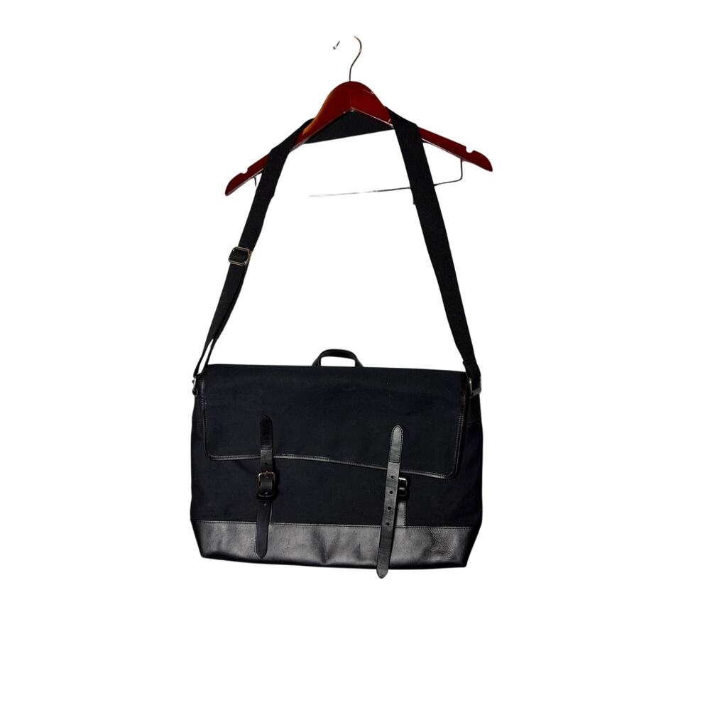 A.P.C men black canvas and leather messenger bag
